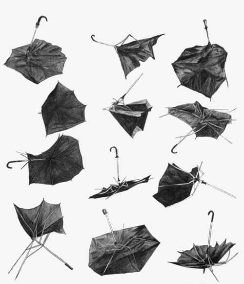 broken umbrellas